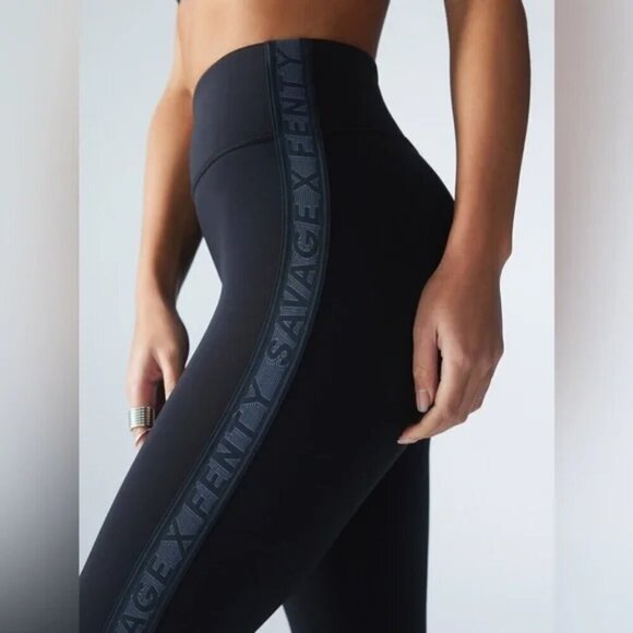 Savage X Fenty Leggings Women's 2X Black High Waist Main Player Sporty Workout - Picture 2 of 13